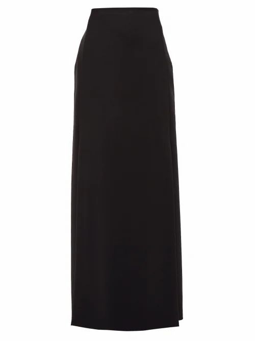 High-rise Wool-blend Maxi Skirt - Womens - Black