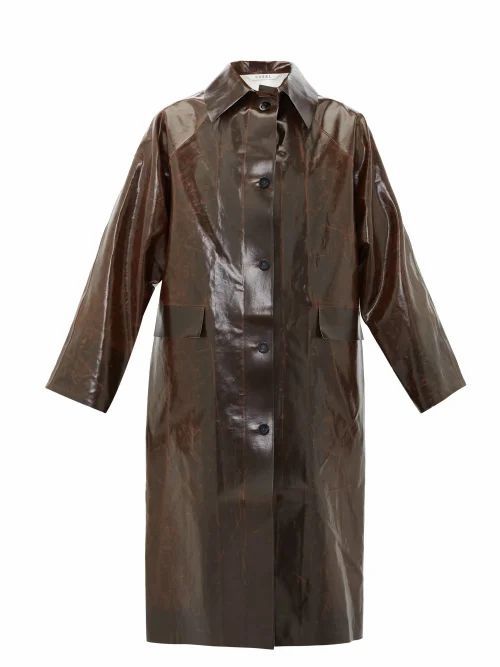 Kassl Editions - Skai Faux-leather Trench Coat - Womens - Dark Brown