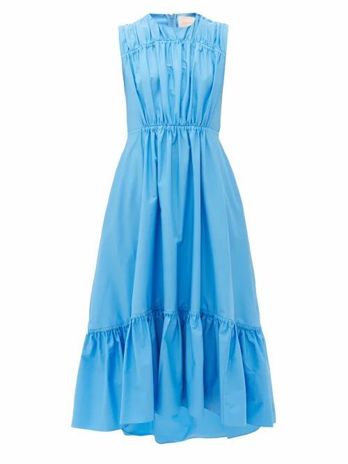 Roksanda - Lucia Tiered Cotton-poplin Dress - Womens - Light Blue