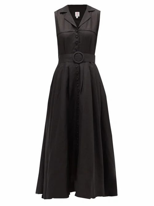 Gül Hürgel - Sleeveless Linen Shirt Dress - Womens - Black