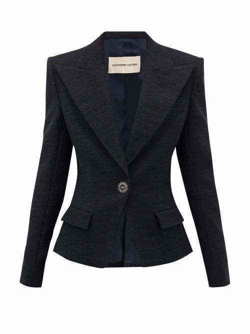 Alexandre Vauthier - Tailored Cotton-blend Tweed Blazer - Womens - Black Navy