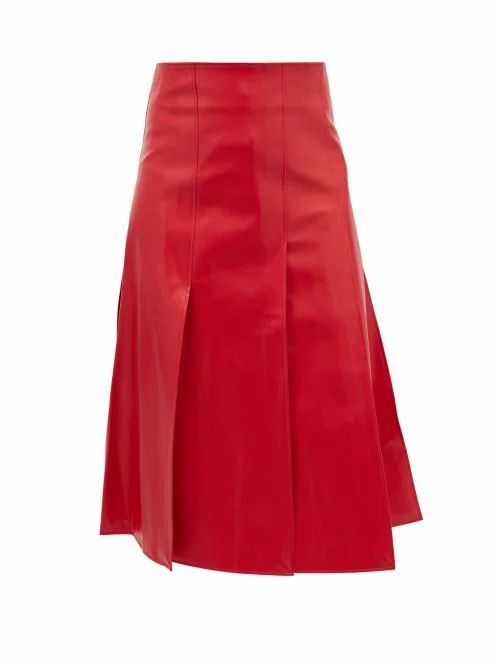 A.w.a.k.e. Mode - Side-slit Faux-leather Skirt - Womens - Red
