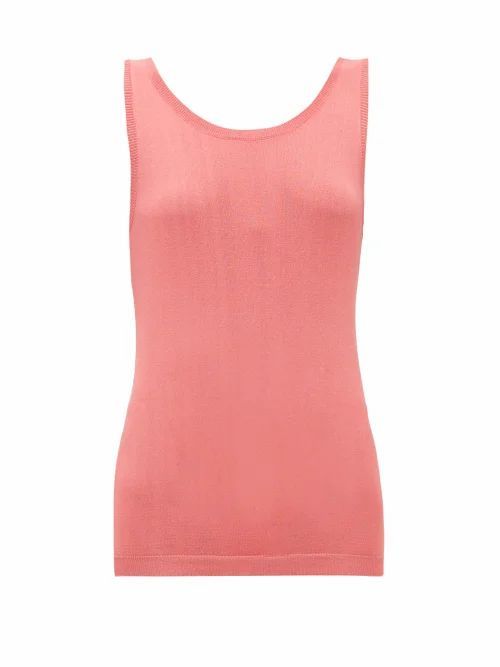 Sara Lanzi - Scoop-back Knitted Tank Top - Womens - Coral