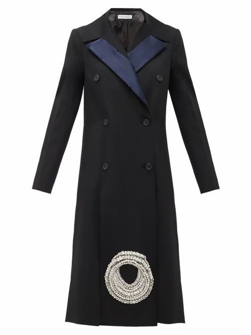 JW Anderson - Crystal-embellished Wool-twill Coat - Womens - Black