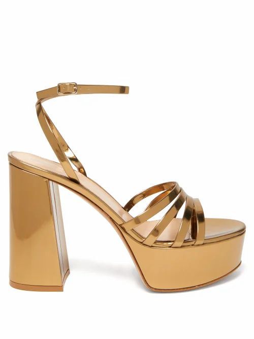 Gianvito Rossi - Angelica 70 Leather Platform Sandals - Womens - Gold