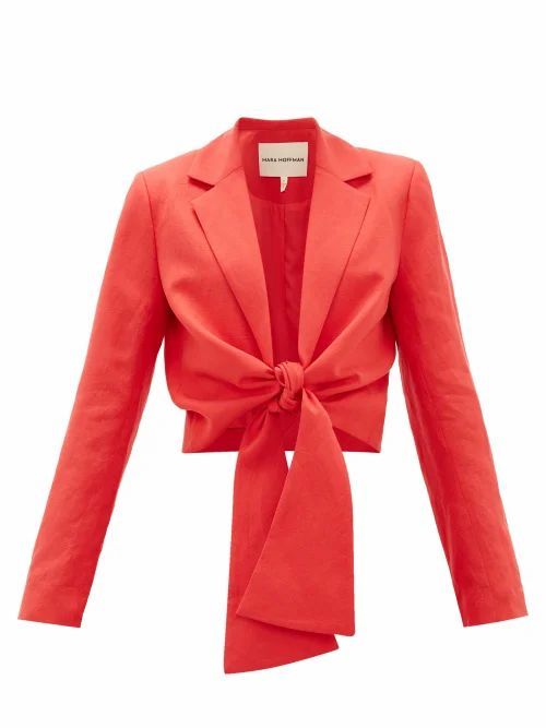 Mara Hoffman - Catalina Cropped Tencel-blend Shirt - Womens - Red