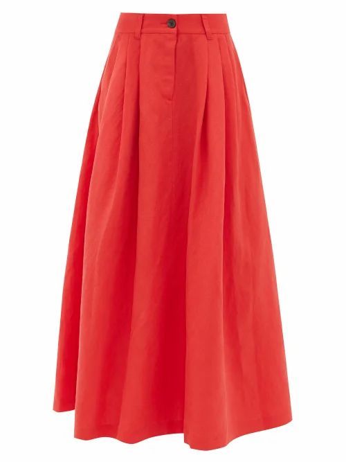 Mara Hoffman - Tulay Pleated Tencel-blend Midi Skirt - Womens - Red