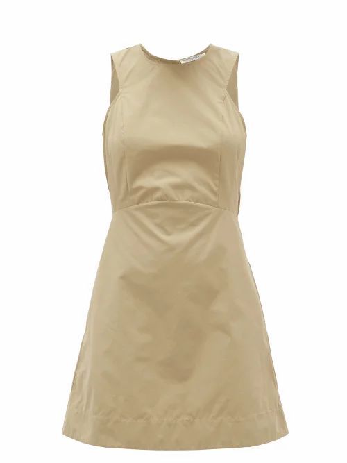 Three Graces London - Trini Cutout-back Cotton-poplin Mini Dress - Womens - Khaki