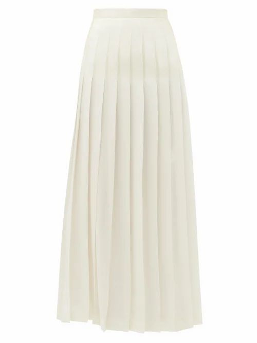 Giambattista Valli - Pleated Silk Crepe De Chine Midi Skirt - Womens - Ivory