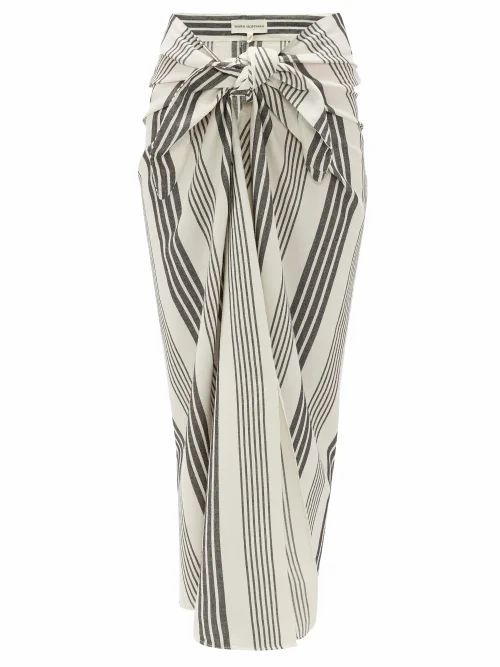 Mara Hoffman - Izzi Tie-front Striped Canvas Skirt - Womens - Black Stripe