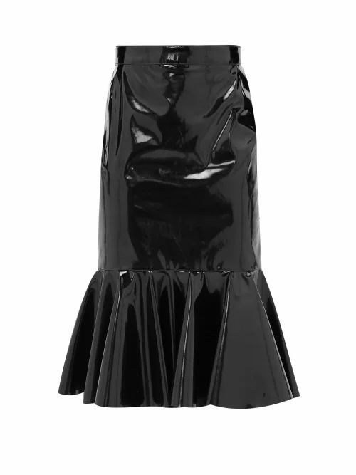 Elzinga - Fishtail-hem Pvc Skirt - Womens - Black