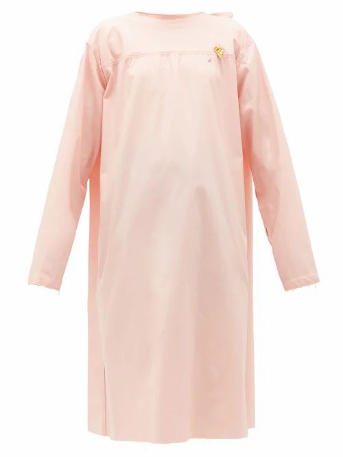 Tie-back Cotton-poplin Midi Dress - Womens - Light Pink