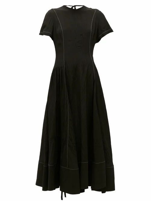 Loewe - Contrast-seam Crepe Dress - Womens - Black