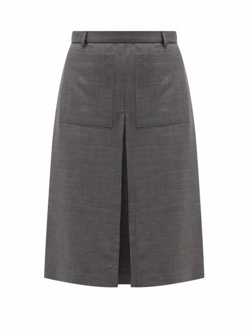 Burberry - Inverted Box-pleat Wool-blend Skirt - Womens - Dark Grey