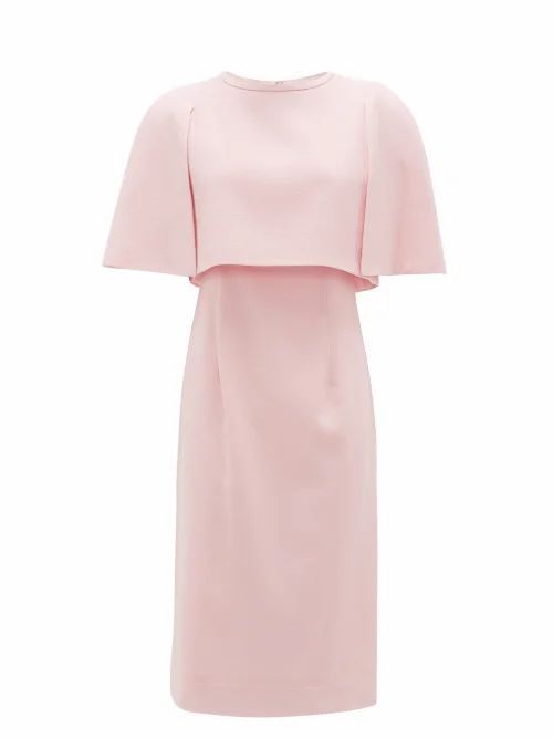 Goat - Cape-bodice Wool-crepe Dress - Womens - Light Pink