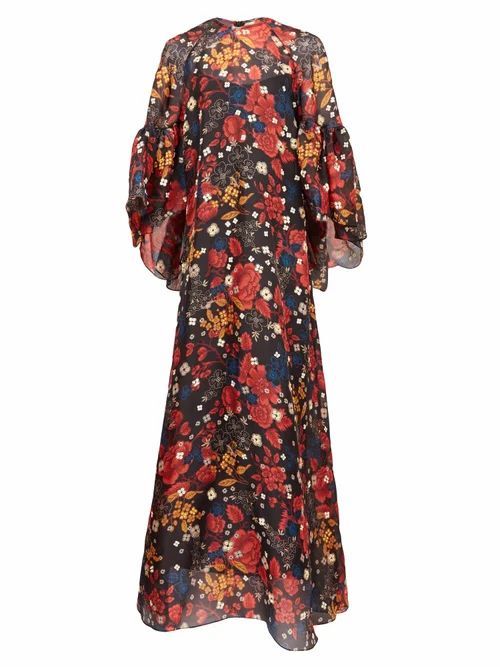 Gallie Floral-print Silk Maxi Dress - Womens - Black Multi