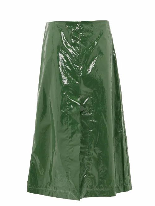 Sara Lanzi - A-line Pvc Midi Skirt - Womens - Green