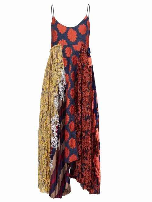 Biyan - Alexa Panelled Floral-brocade Midi Dress - Womens - Multi