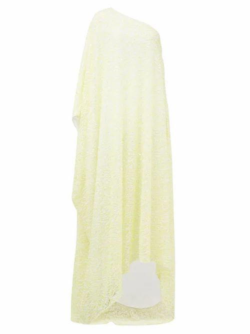 One-shoulder Sequinned Dress - Womens - Yellow White
