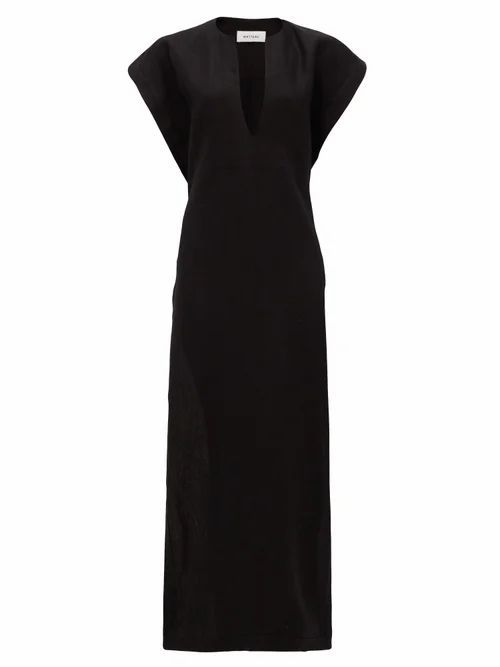 Matteau - The Long Belted Poncho Linen Dress - Womens - Black