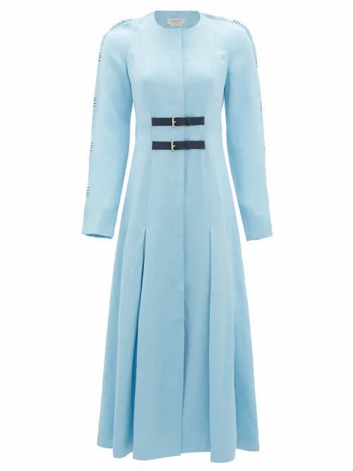 Gabriela Hearst - Arianna Whipstitched Raglan-sleeve Midi Dress - Womens - Light Blue