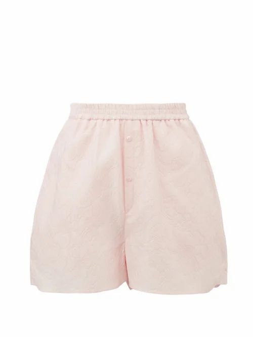 Nivi Floral-cloqué Shorts - Womens - Pink