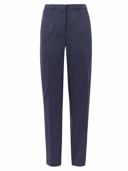Lucy High-rise Wool-blend Straight-leg Trousers - Womens - Grey