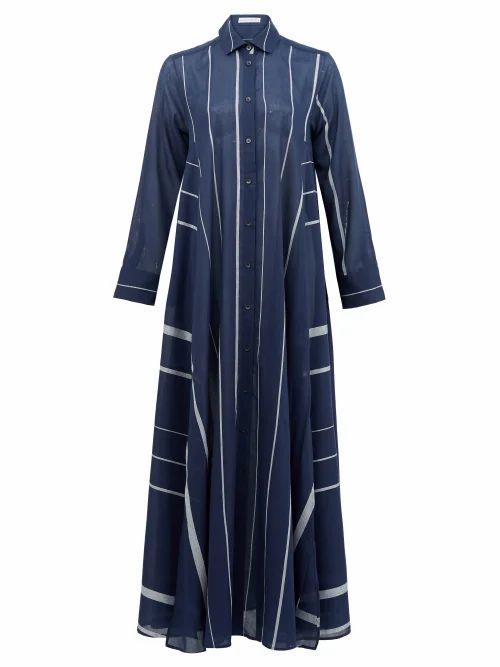 Palmer//harding - Casablanca Striped Cotton-poplin Shirt Dress - Womens - Navy Stripe
