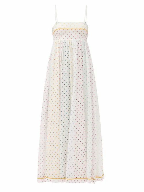 Zimmermann - Bellitude Polka-dot Cotton-gauze Dress - Womens - White Print