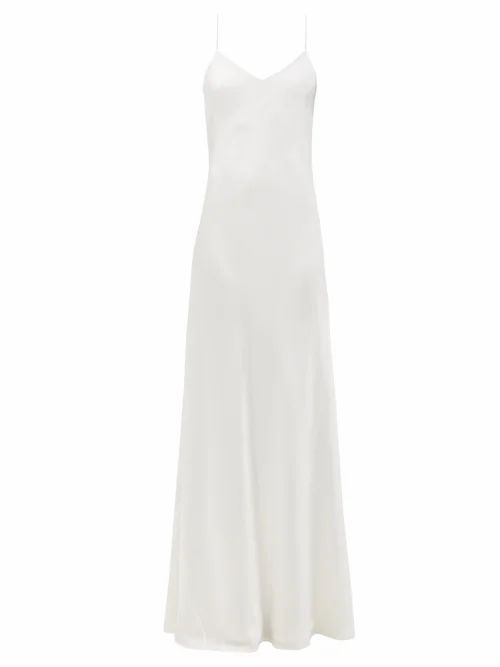 Malibu V-neck Satin Gown - Womens - White