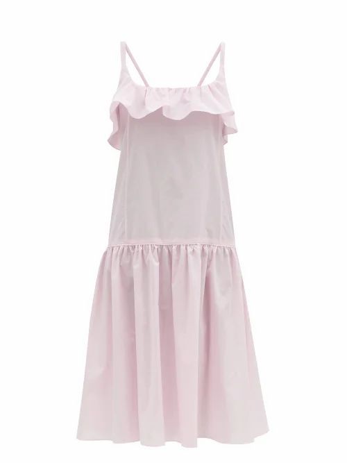 Mona Ruffled Cotton Midi Dress - Womens - Pink