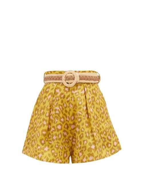 Zimmermann - Carnaby Leopard-print Linen Shorts - Womens - Leopard