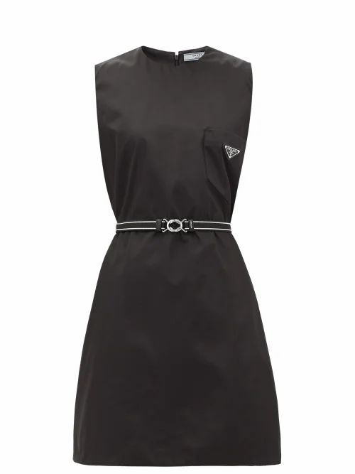 Prada - A-line Triangle Logo-plaque Nylon Dress - Womens - Black