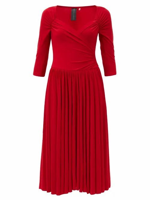 Norma Kamali - Sweetheart-neck Jersey Midi Dress - Womens - Red