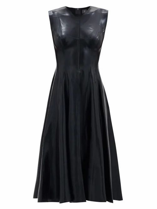 Grace Flared Satin Dress - Womens - Black