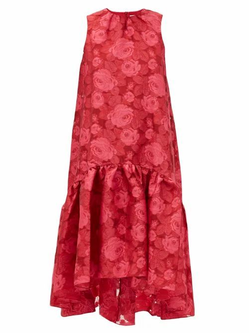 Erdem - Winsloe Drop-hem Floral-jacquard Organza Dress - Womens - Pink