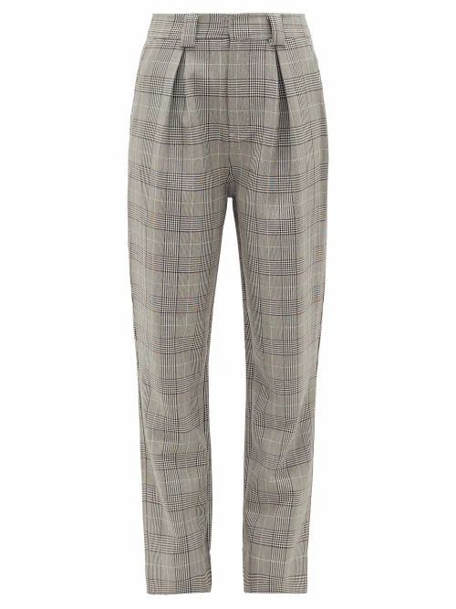 Ganni - Prince Of Wales-check Tailored Trousers - Womens - Grey