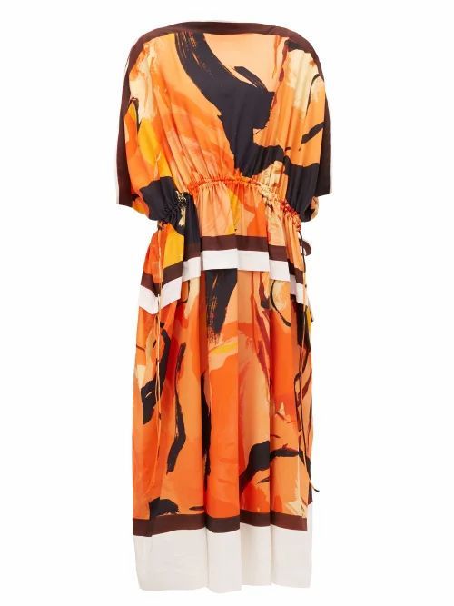 Proenza Schouler - Marocaine Dolman-sleeve Crepe Dress - Womens - Orange Print