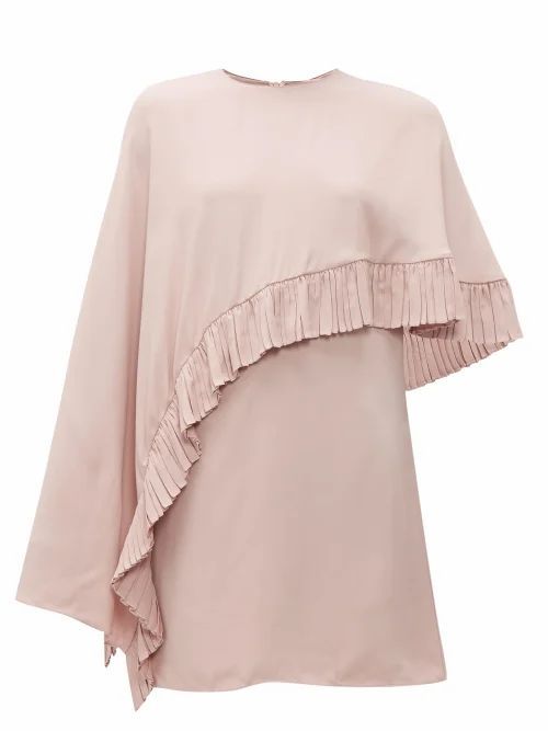 Valentino - Asymmetric-cape Crepe Mini Dress - Womens - Pink