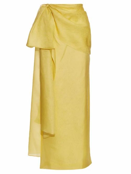 Rosie Assoulin - Hustle And Bustle Floral-jacquard Silk-blend Skirt - Womens - Yellow