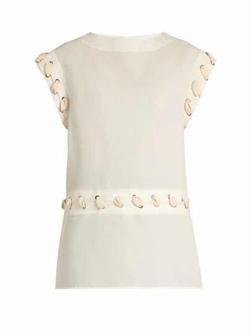 JW Anderson - Cotton And Linen-blend Lace-detail Top - Womens - White