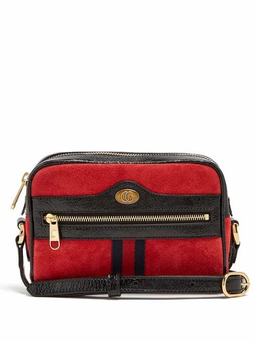 Gucci - Ophidia Mini Suede Cross-body Bag - Womens - Red