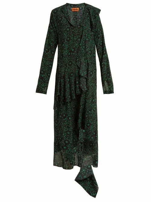 Colville - Floral-print Silk Dress - Womens - Green Print