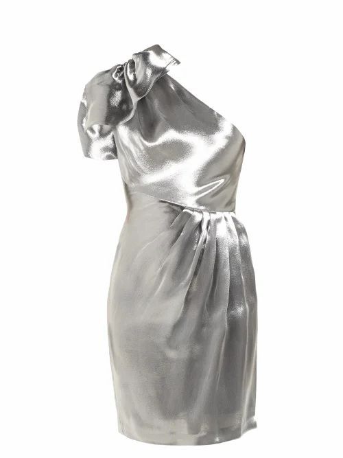Maria Lucia Hohan - Alya One-shoulder Organza Mini Dress - Womens - Silver