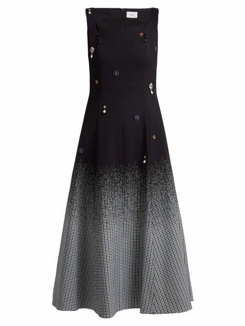 Erdem - Polly Crystal-embellished Cotton-blend Dress - Womens - Black Multi