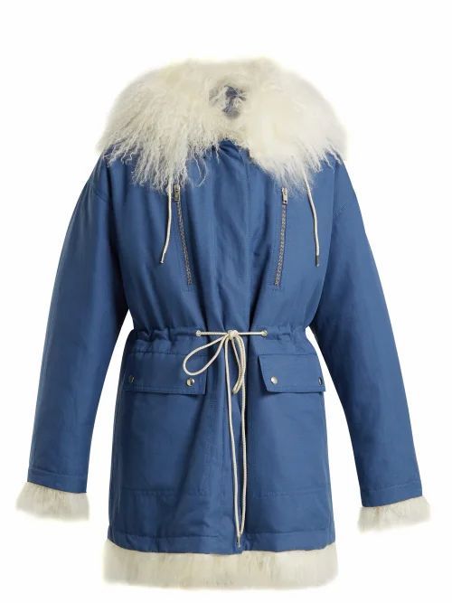 Calvin Klein - Reversible Cotton And Shearling Parka - Womens - Blue White