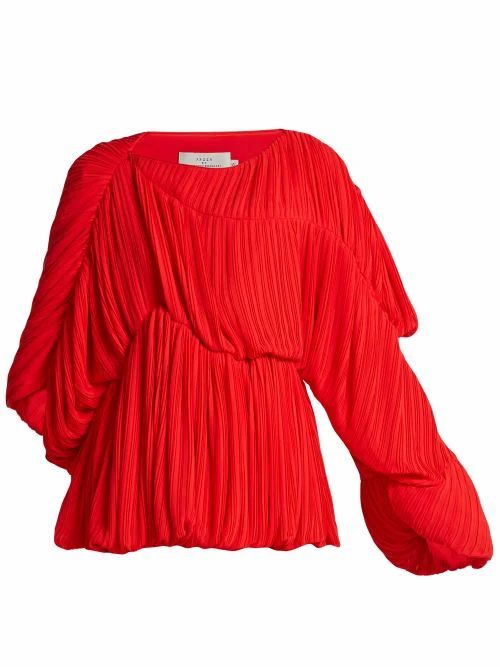 Preen By Thornton Bregazzi - Heather Pleated Georgette Blouse - Womens - Red