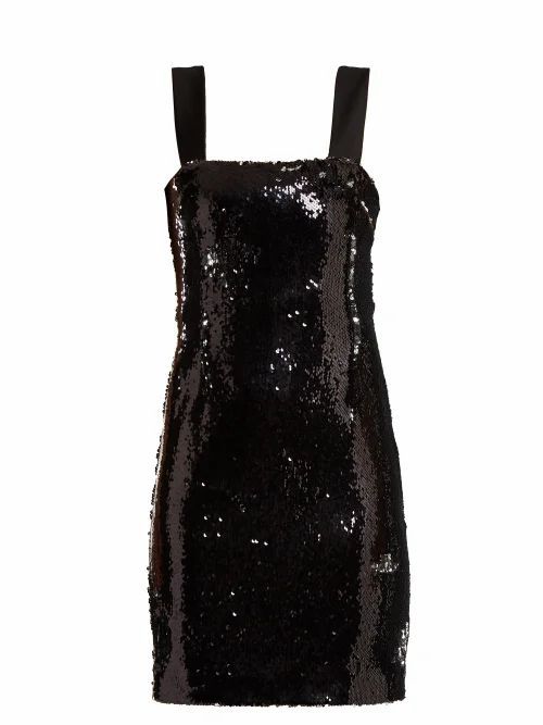Galvan - Salar Sequin-embellished Mini Dress - Womens - Black Silver