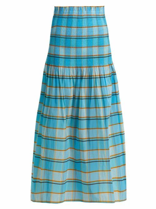 Diane Von Furstenberg - Horizon Checked Skirt - Womens - Blue Print