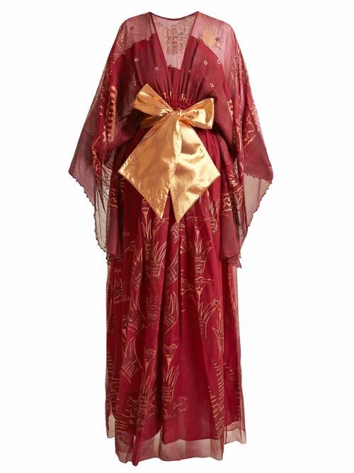 Zandra Rhodes - Summer Collection The 1973 Field Of Lilies Gown - Womens - Burgundy
